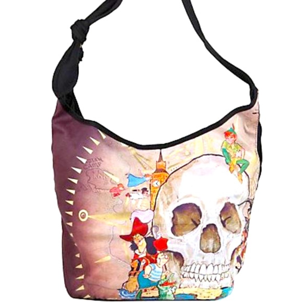 Disney Peter Pan Wendy Captain Hook Tinker Bell Lost Boys Hobo Tote Purse Beach